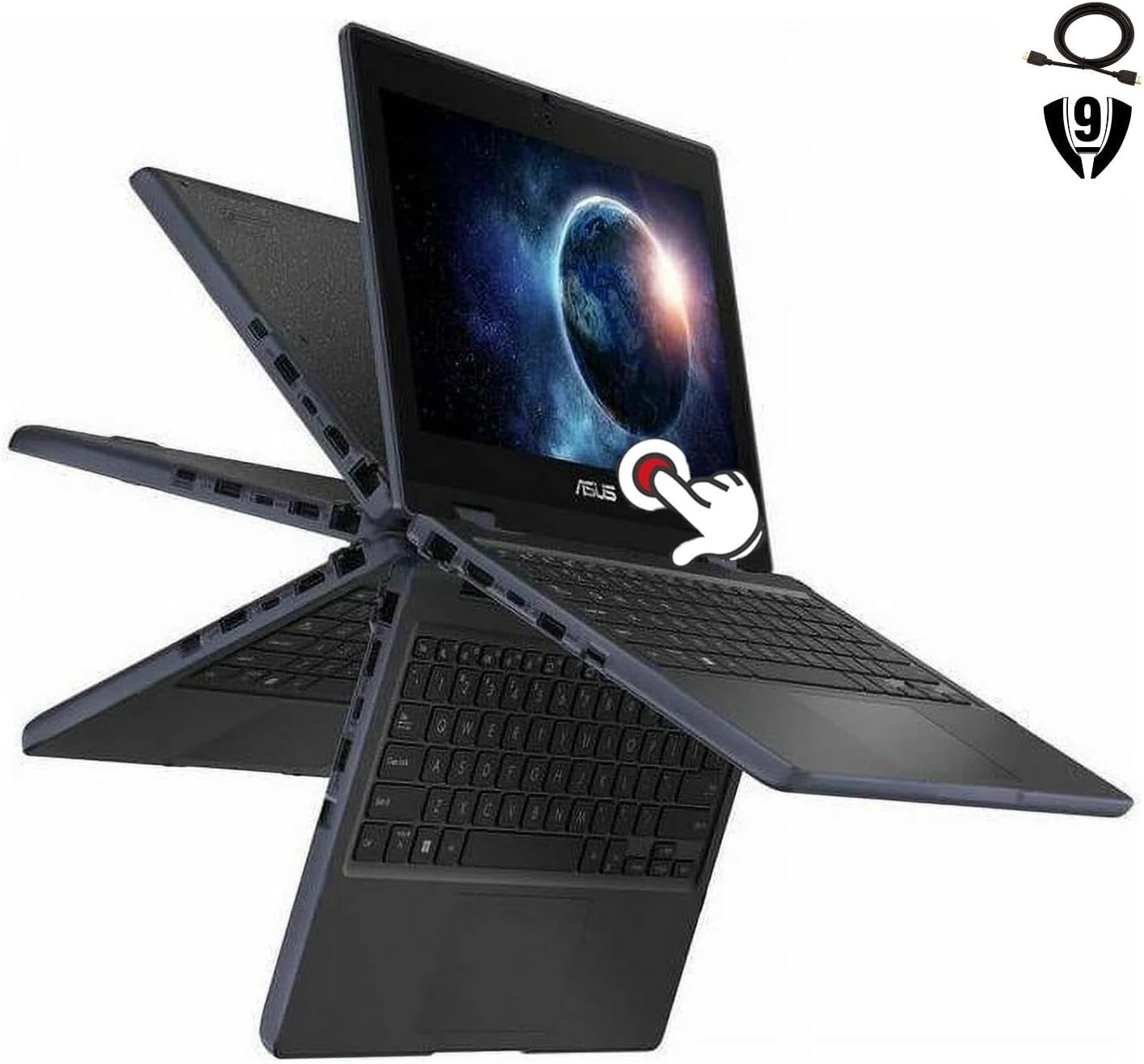 ASUS 11.6' HD Touchscreen 2 in 1 Educational Laptop, Intel Celeron N100 Processor, 4GB RAM 512GB SSD, Wi-Fi 6, Bluetooth 5.1, Spill Resistant, Anti Glare Coating, Windows 11 Pro, Mineral Gray