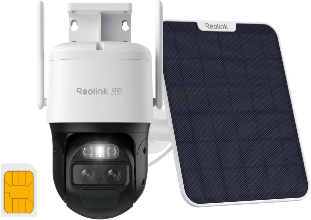 REOLINK 4K Dual Lens 4G Cellular Security Camera Wireless Outdoor, 360 PTZ with Auto Tracking, No WiFi Solar Powered, 6X Hybrid Zoom, 8MP Color Night Vision, Smart Dection &SIM Card, TrackMix LTE+SP
