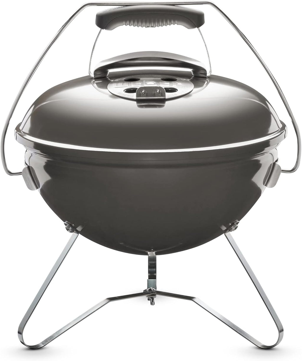 Weber Smokey Joe Premium Charcoal Barbecue/Portable Design, Porcelain-Enamelled Lid & Bowl, 37 cm Cooking Surface, Tuck-N-Carry Handle, Smoke Grey