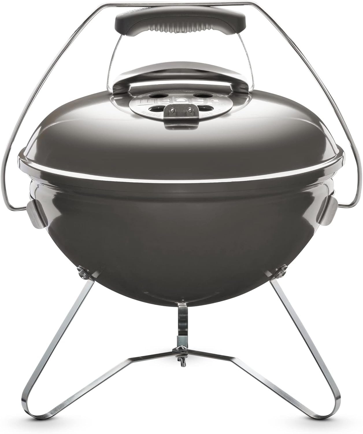 Weber Smokey Joe Premium Charcoal Barbecue/Portable Design, Porcelain-Enamelled Lid & Bowl, 37 cm Cooking Surface, Tuck-N-Carry Handle, Smoke Grey