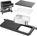 Utheer Front Folding Grill Table for Weber Searwood XL 600 – 35' x 12.5' Large Front Shelf with Stainless Steel Basin, Works Cutting Board, Lid & 5 Hooks, Heavy-Duty Weber Searwood XL 600 Accessories