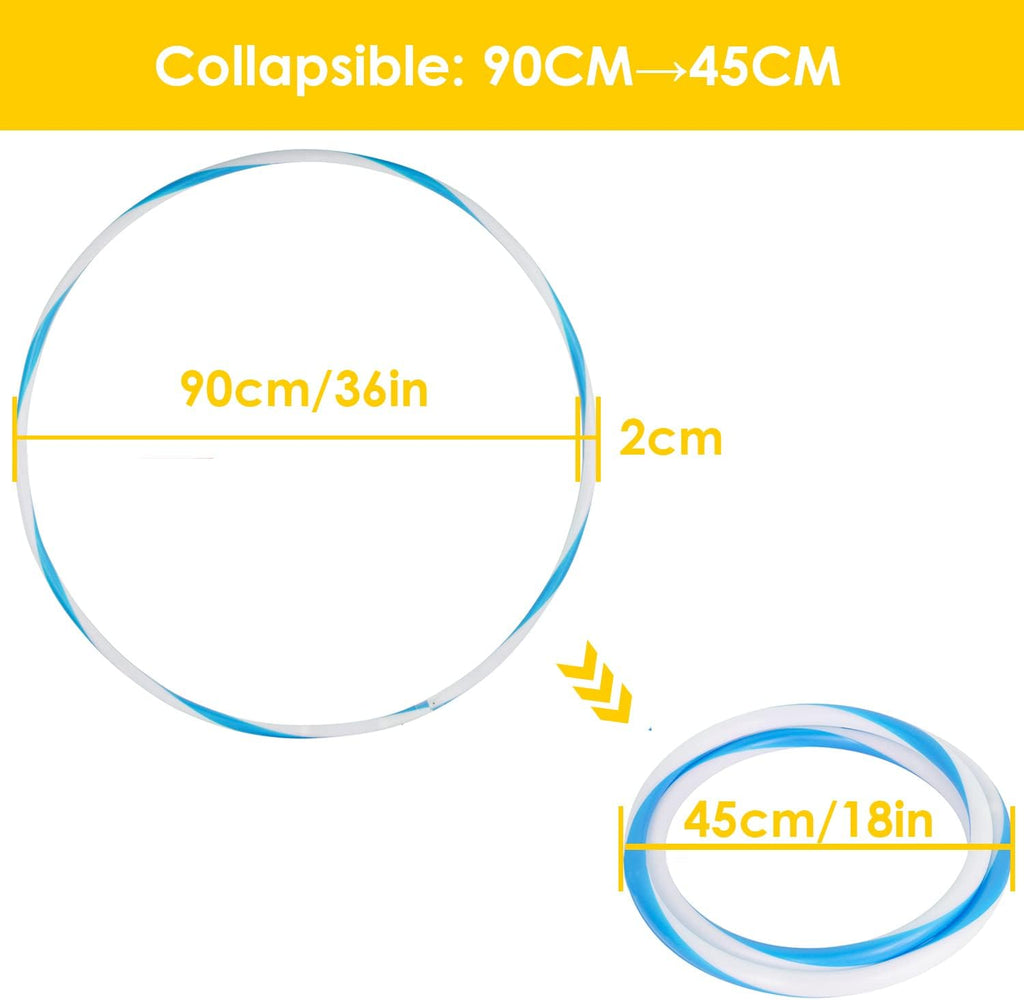 6Pack LED Hoop Dance Exercise Light Up Hoop for Adults, 36in Fitness Equipment Weight Loss Auto Color Changing Strobe Glow Light, 90cm for Hooper(Two AA Batteries are Needed. Not Included)