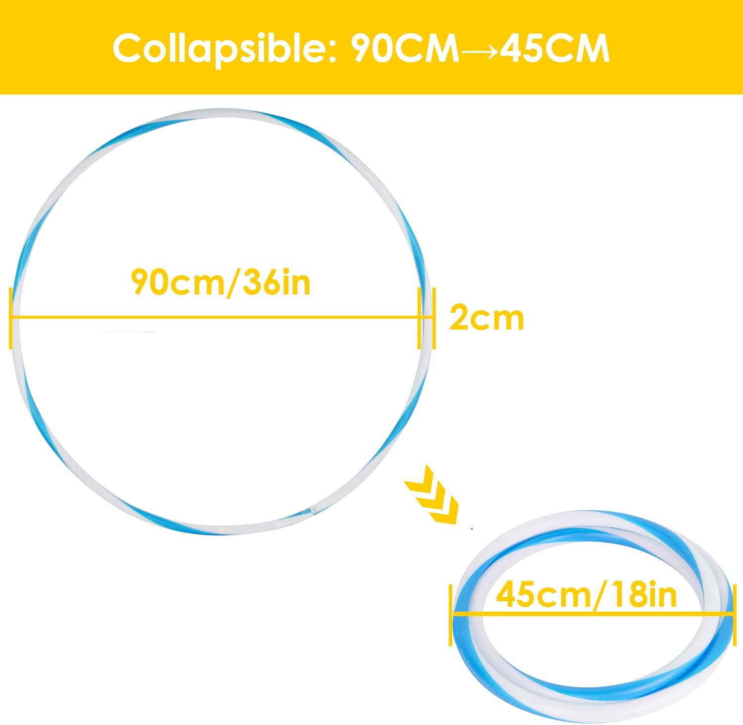 6Pack LED Hoop Dance Exercise Light Up Hoop for Adults, 36in Fitness Equipment Weight Loss Auto Color Changing Strobe Glow Light, 90cm for Hooper(Two AA Batteries are Needed. Not Included)