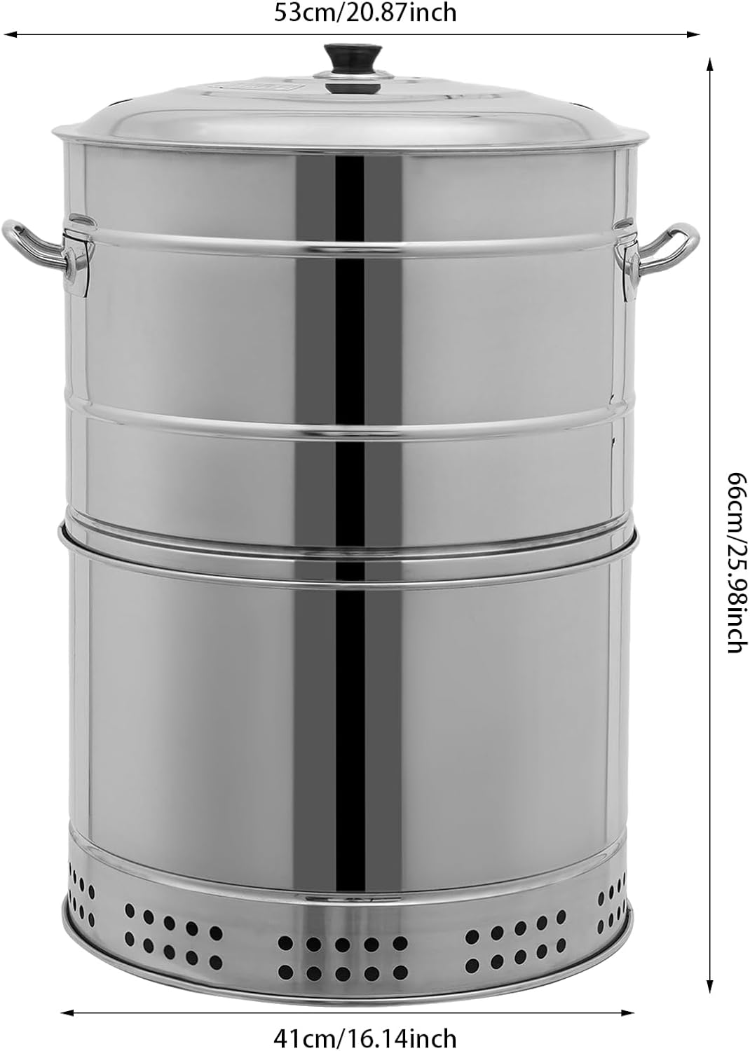 Portable Charcoal Grills, Stainless Steel 50 Skewer BBQ Drumstick Holder, 16' x 26' Cylinder, Freestanding Outdoor Barbecue Smoker, Oil Separation Design, for Camping, Parties, Patio