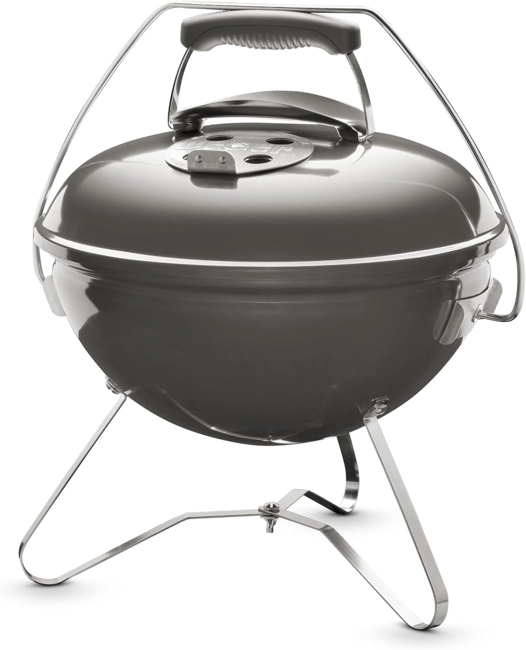 Weber Smokey Joe Premium Charcoal Barbecue/Portable Design, Porcelain-Enamelled Lid & Bowl, 37 cm Cooking Surface, Tuck-N-Carry Handle, Smoke Grey