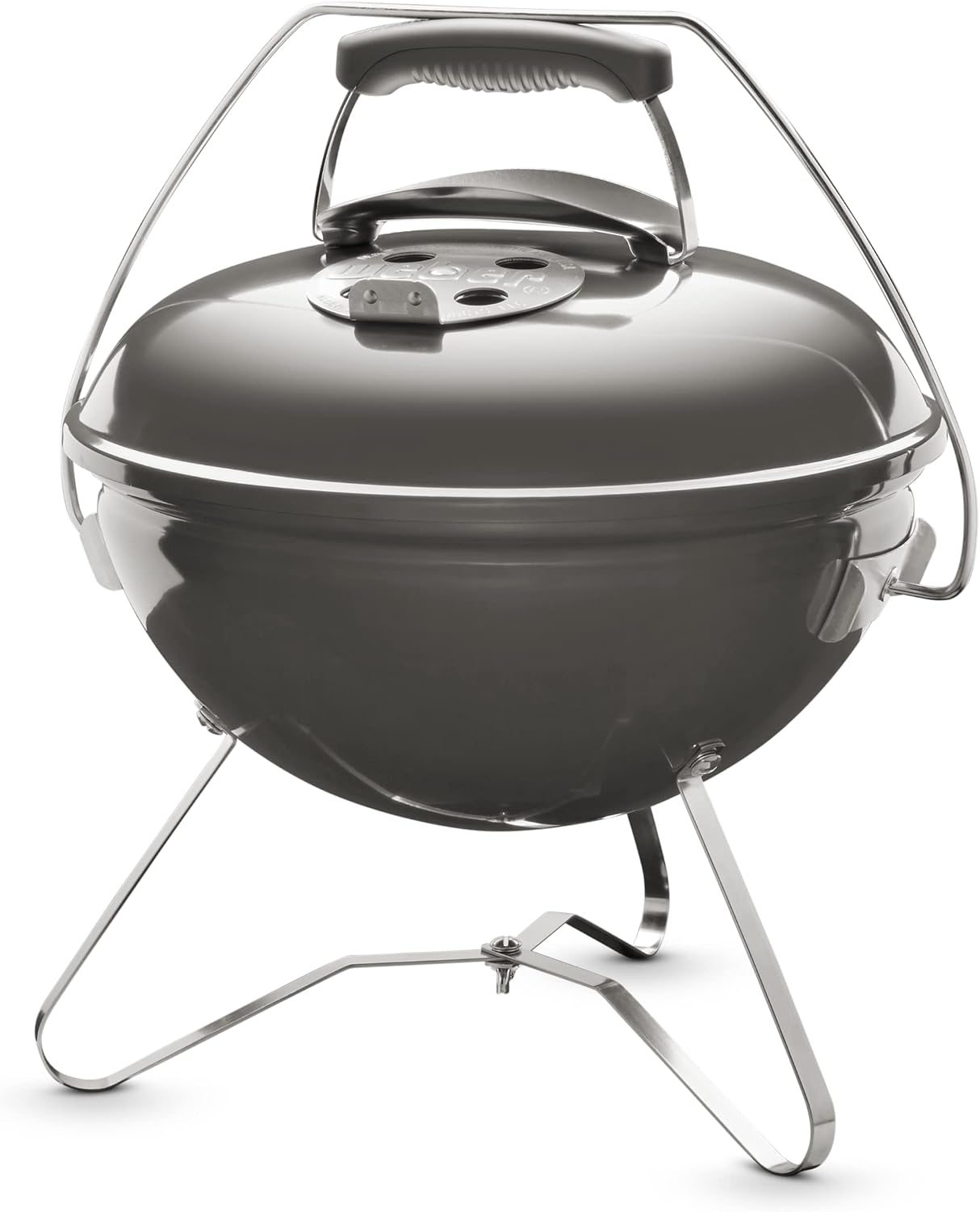 Weber Smokey Joe Premium Charcoal Barbecue/Portable Design, Porcelain-Enamelled Lid & Bowl, 37 cm Cooking Surface, Tuck-N-Carry Handle, Smoke Grey
