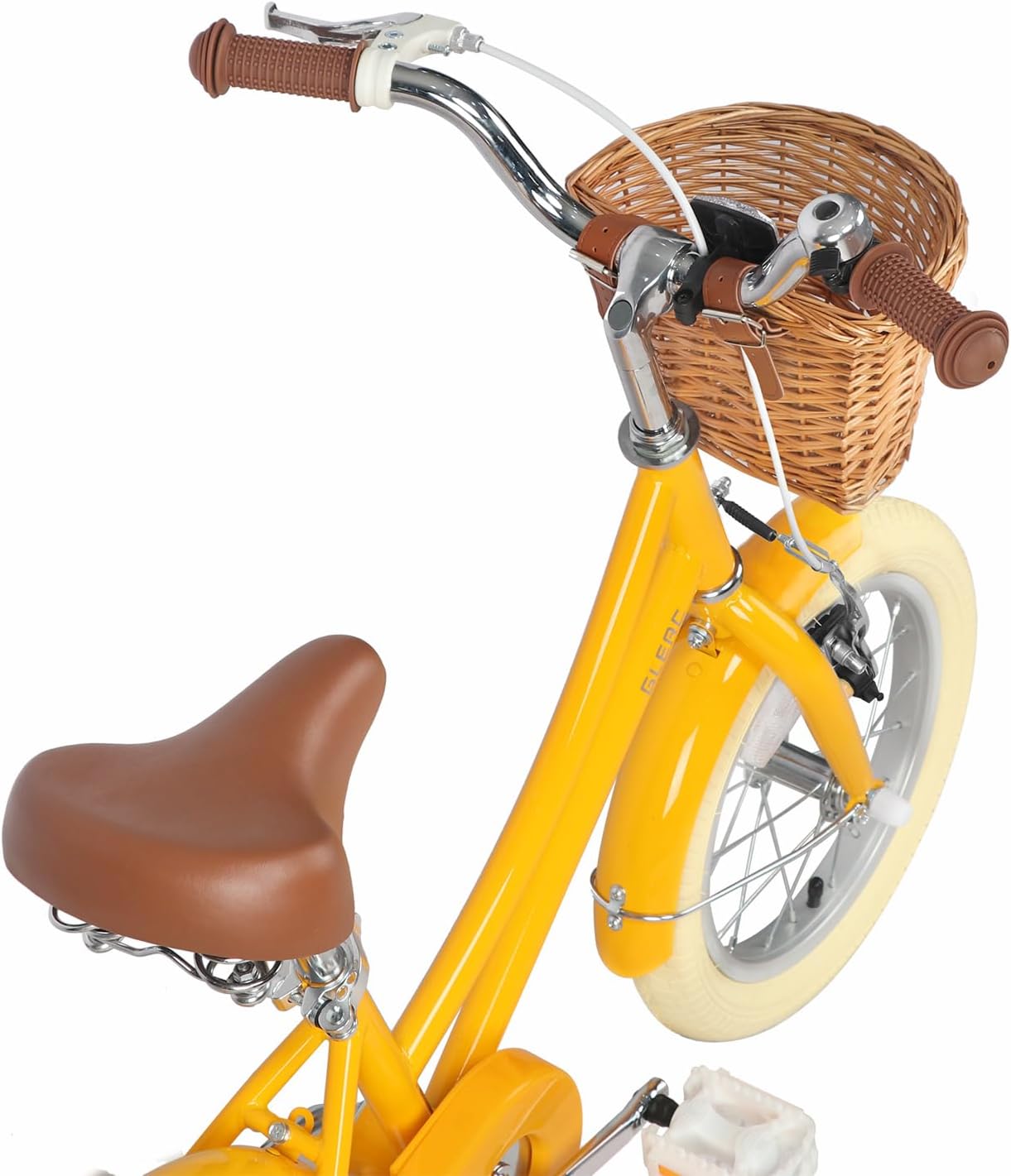 Glerc Little Molly 12-20 Inch Kids Retro Cruiser Bike for 2-13 Year Old with Wicker Basket & Training Wheels/Kickstand, Multiple Colors