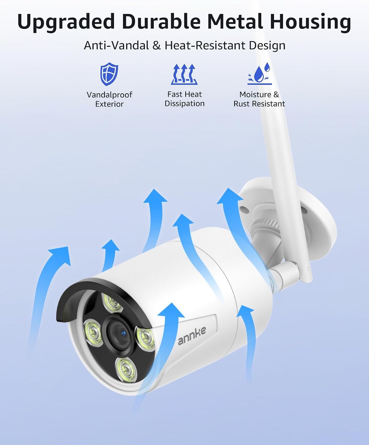 ANNKE Wireless Camera System, 16CH 4K Security NVR, 8Pcs 3MP Outdoor Cameras(Wired Power), 2-Way Audio, Dual-Band WiFi, Human Detection, IP66 Waterproof, 2TB HDD, 24/7 Protection, Metal Housing
