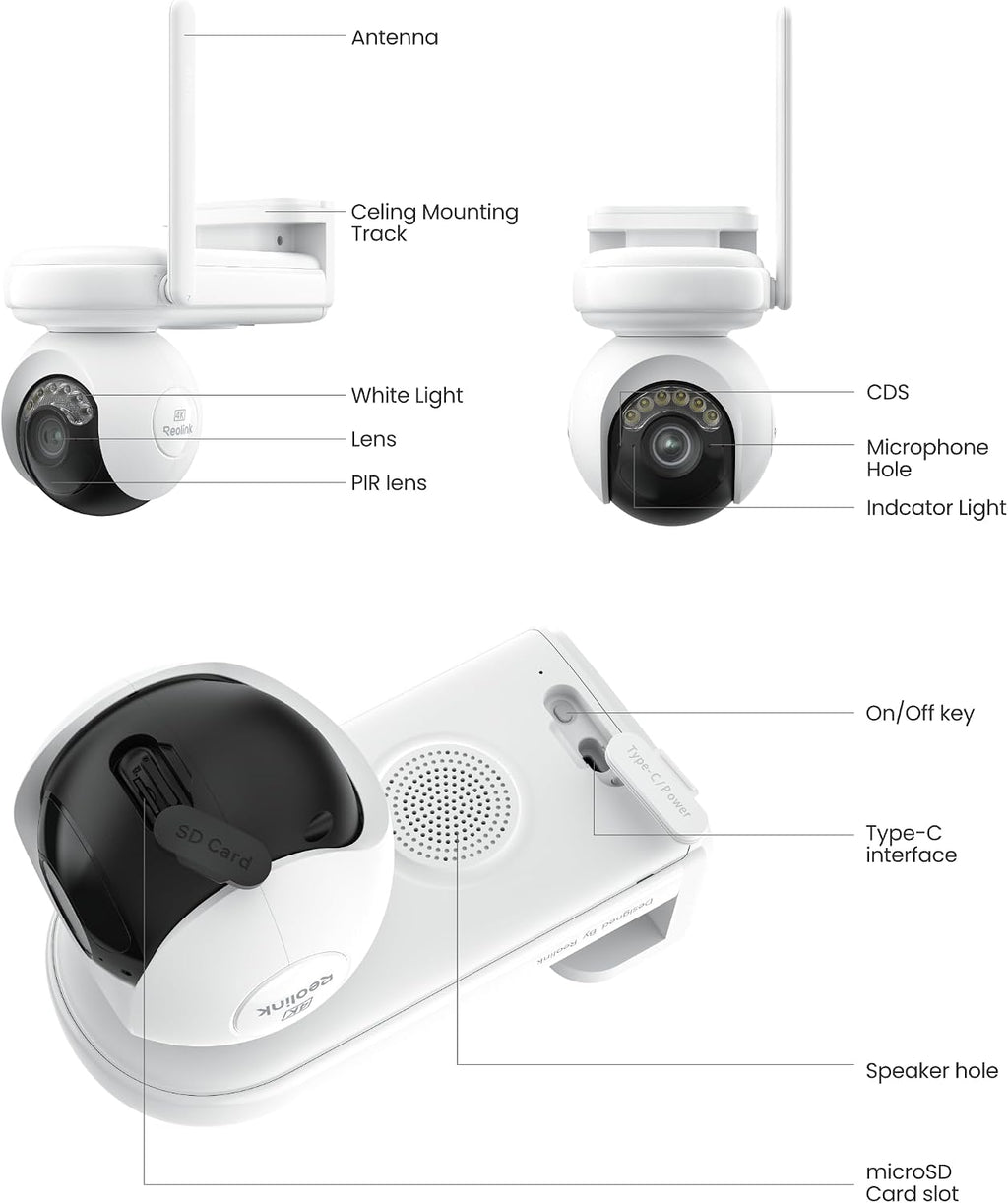 REOLINK Altas PT Ultra - 4K Security Camera Outdoor, 500 Days Battery Life, ColorX Night Vision Solar Camera Outdoor Wireless, 360° Pan Tilt Auto Tracking, Dual-Band Wi-Fi 6, Smart Detection