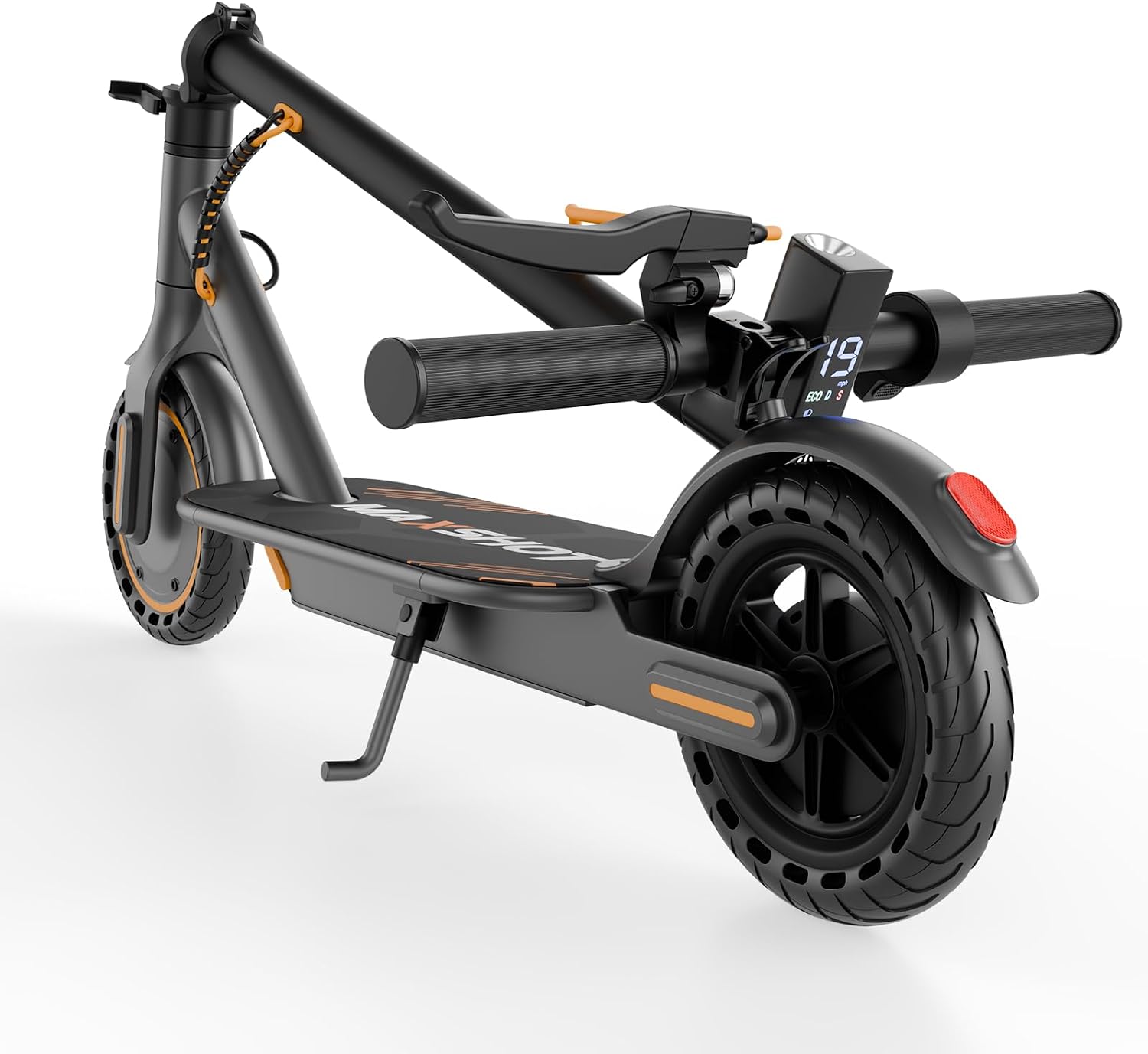 Maxshot Electric Scooter, 8.5' /10' /14' Tire, 16/19/22 Mph Top Speed, 12/16/21/27/28/49/50 Miles Long Range, Folding Escooter for Adults and Kids with Seat Bag, Dual Braking, Dual Suspension, App