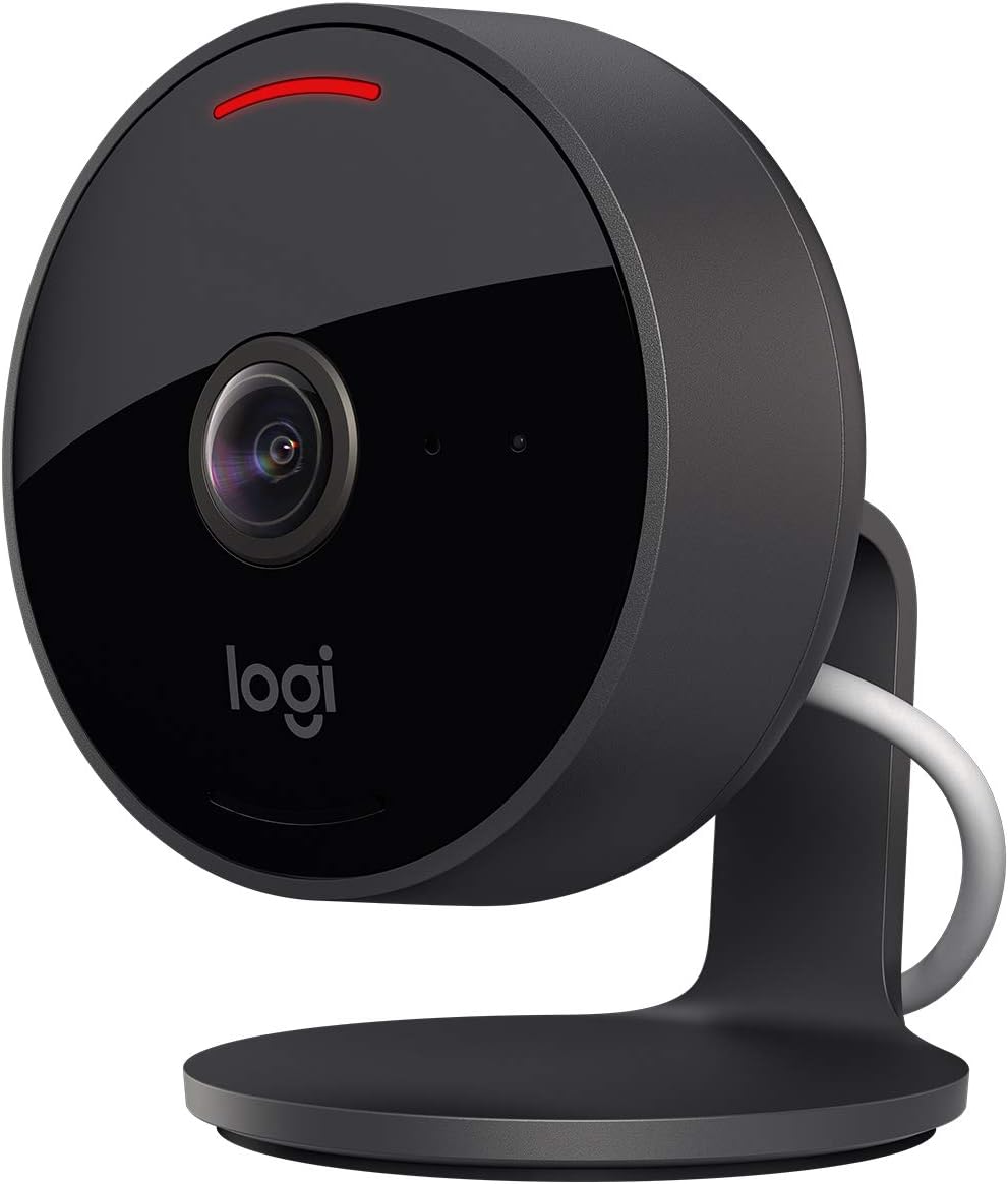 Logitech Circle View Weatherproof Wired Home Security Camera with Logitech TrueView Video, 180° Wide Angle, 1080p HD, Night Vision, 2-Way Audio, Tilt Encrypted, Apple HomeKit Secure Video (Renewed)