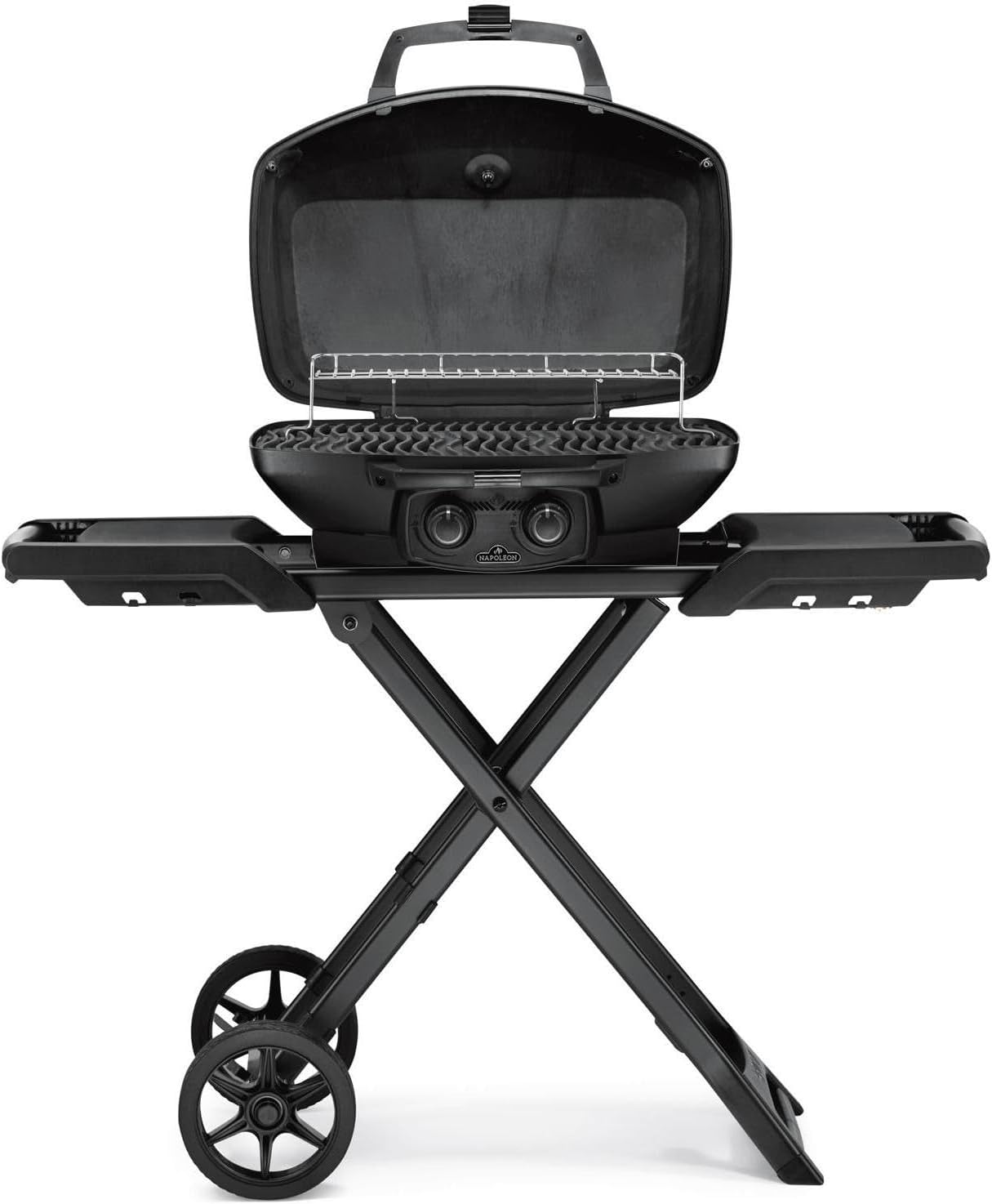 Napoleon PHANTOM TravelQ Portable PRO Propane Gas Grill - PRO285X-PHM - with Scissor Cart, Matte Black, Travel BBQ,