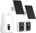 Hiseeu Security Cameras Wireless Outdoor, 2 Cam-Kit, Expandable to 10CH, No Monthly Fee, Solar-Powered, Home Security Cameras System with 2K Color Night Vision, Easy Setup, 2.4G & 5G WiFi