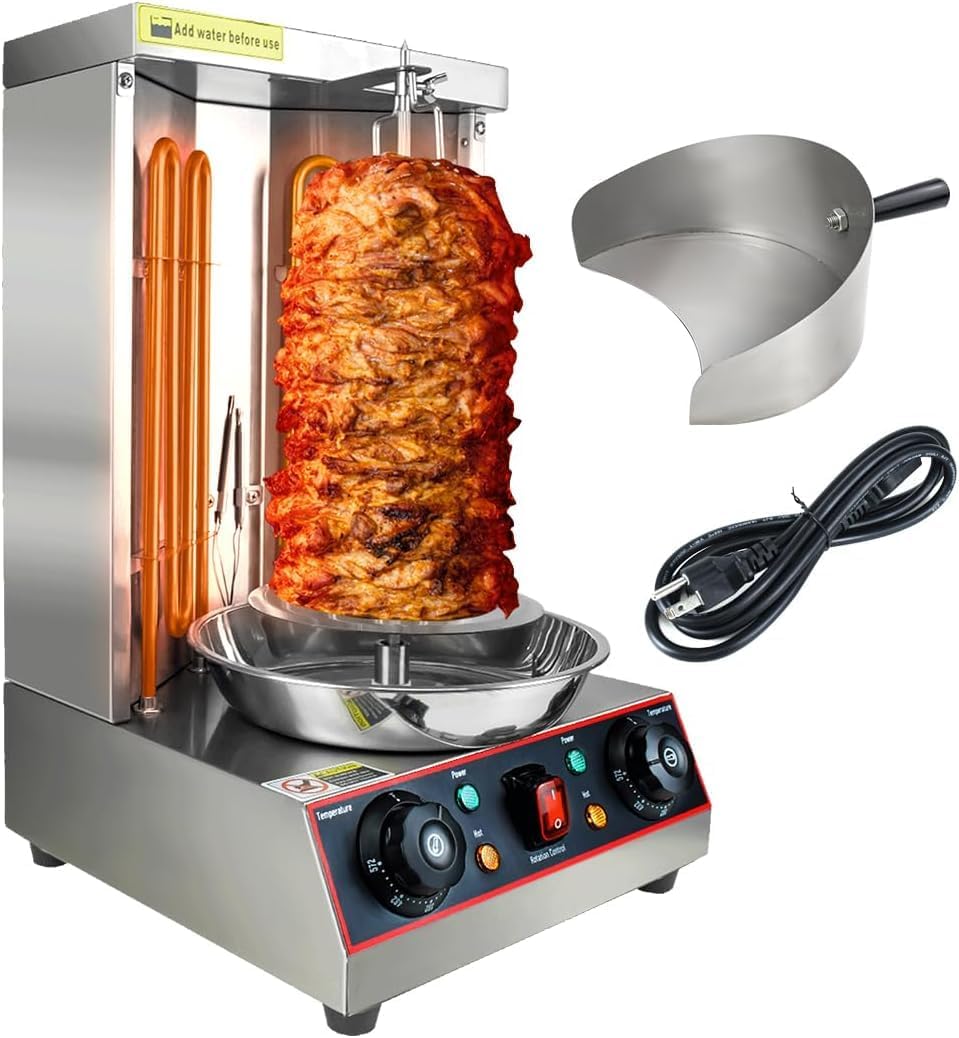 Electric Shawarma Grill Machine 3000W Vertical Broiler Rotisserie Chicken Grill Kitchen Restaurant Home Use Silver