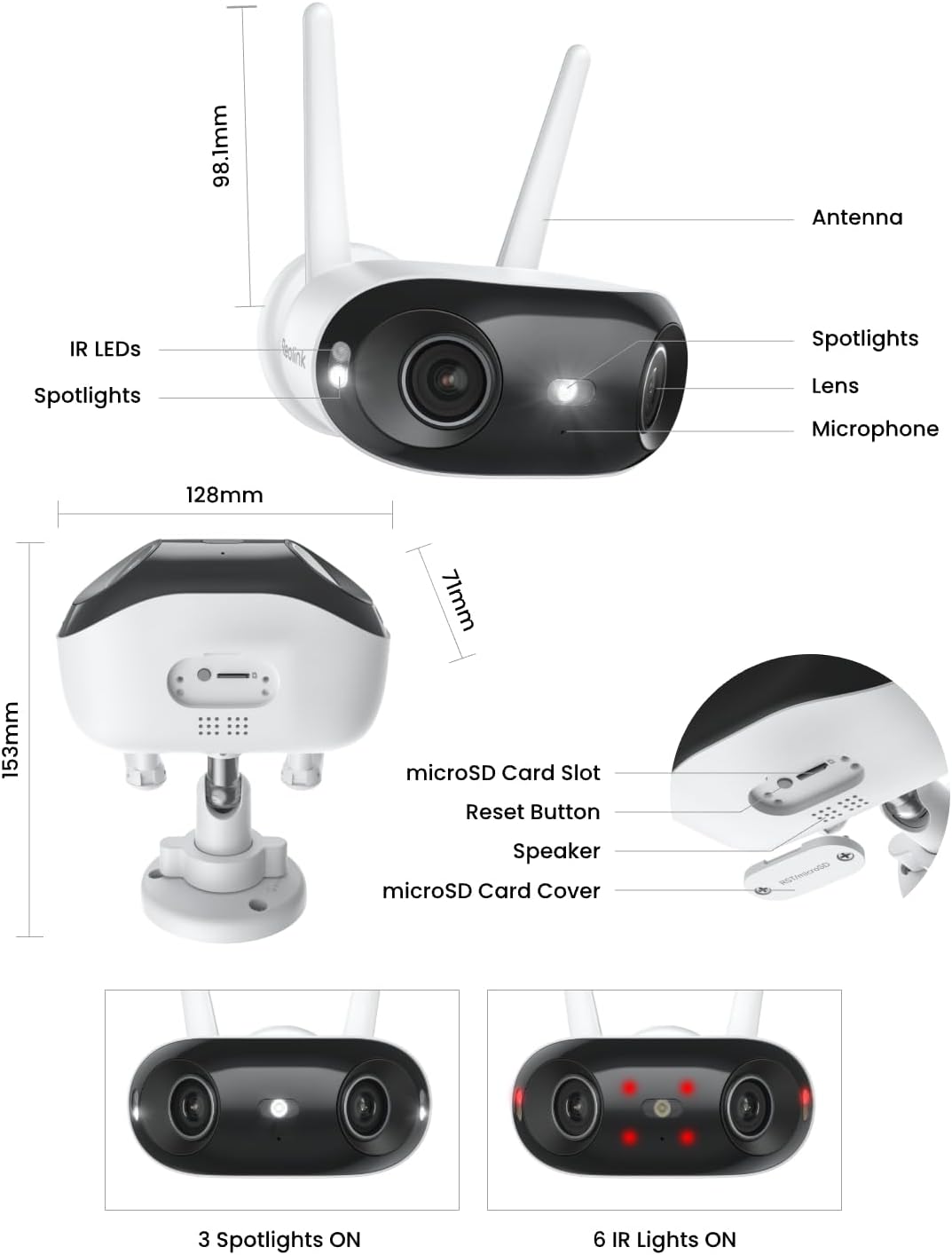 REOLINK 4K 8MP 180° Panoramic Security Camera with Dual-Lens, 2.4/5GHz Dual-Band Wi-Fi 6, Motion Track, Up to 512GB microSD Card Storage, Plug-in Power, Color Night Vision, Elite WiFi