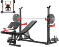 Yoleo Weight Bench with Rack - Bench Press Set, Leg Extension, Preacher Curl & Flat/Incline/Decline Full Body Workout Bench, Adjustable Olympic Weight Benches for Home Gym(47.44IN WIDE GRIP)