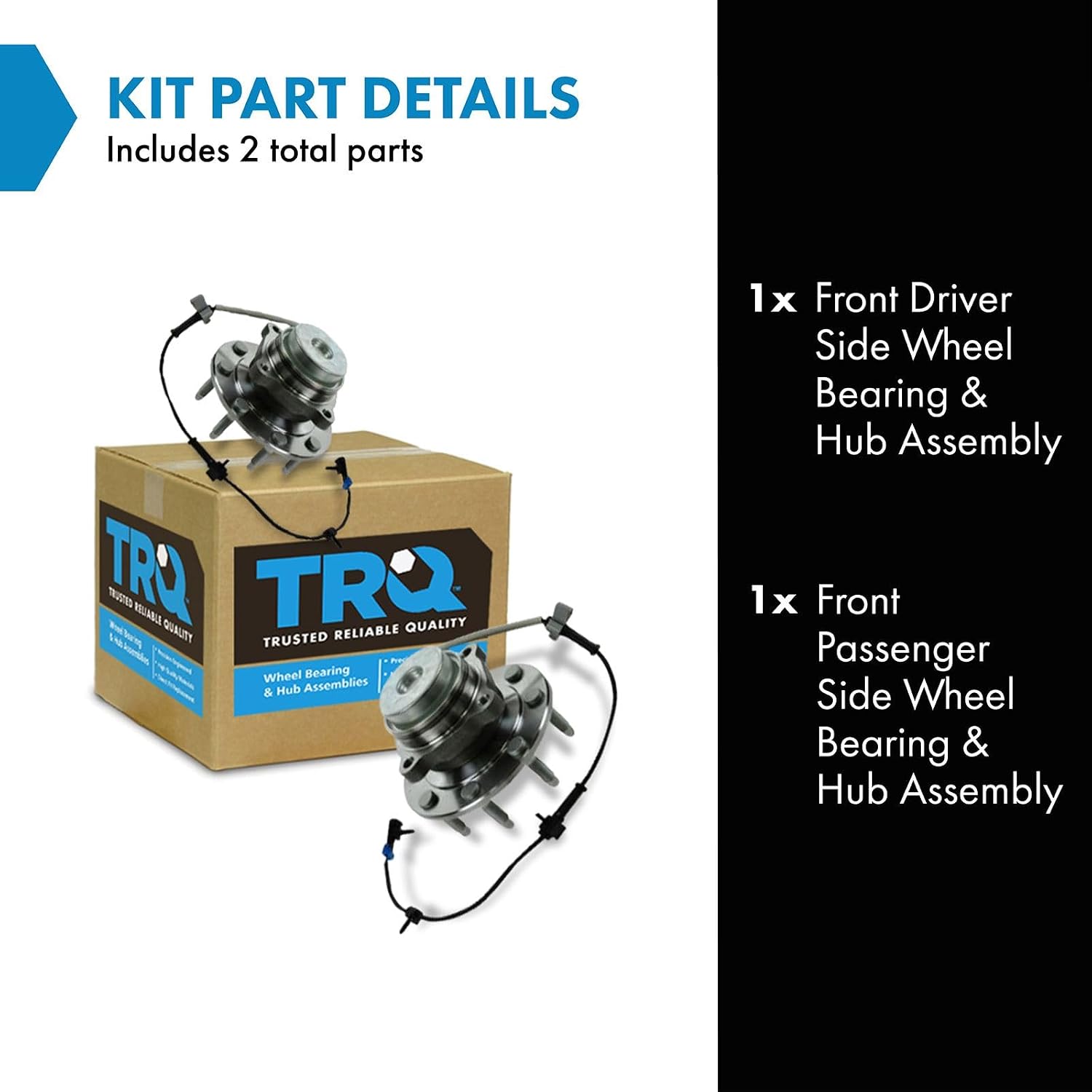 TRQ 2 Piece Front Wheel Bearing & Hub Assembly Set Compatible with 2003-2017 Chevrolet Express 2500 Express 3500 2009-2015 Express 4500 GMC Savana 2500 Savana 3500 Savana 4500