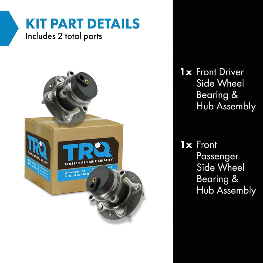 TRQ 2 Piece Front Passenger Side Driver & Passenger Side Wheel Bearing & Hub Assembly Set Compatible with 2009-2011 Mazda RX-8