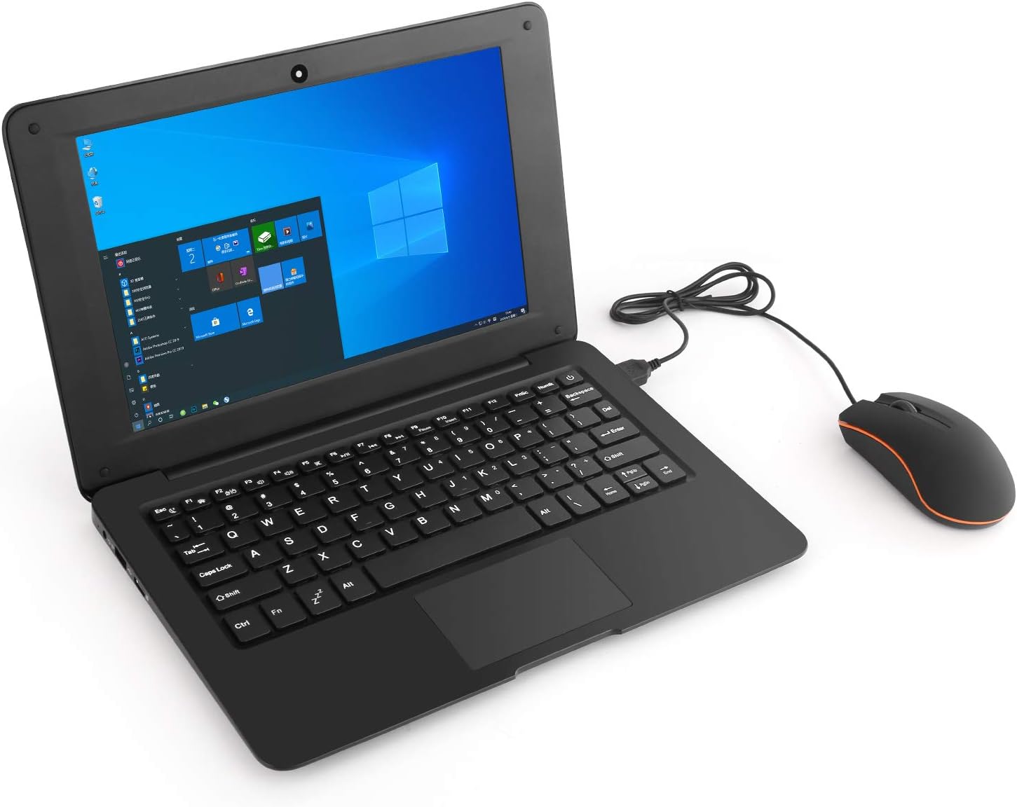 Windows 10 Computer Laptop Mini 10 Inch 32GB Ultra Thin and Light Netbook Quad Core CPU PC HDMI WiFi USB YouTube (Black)