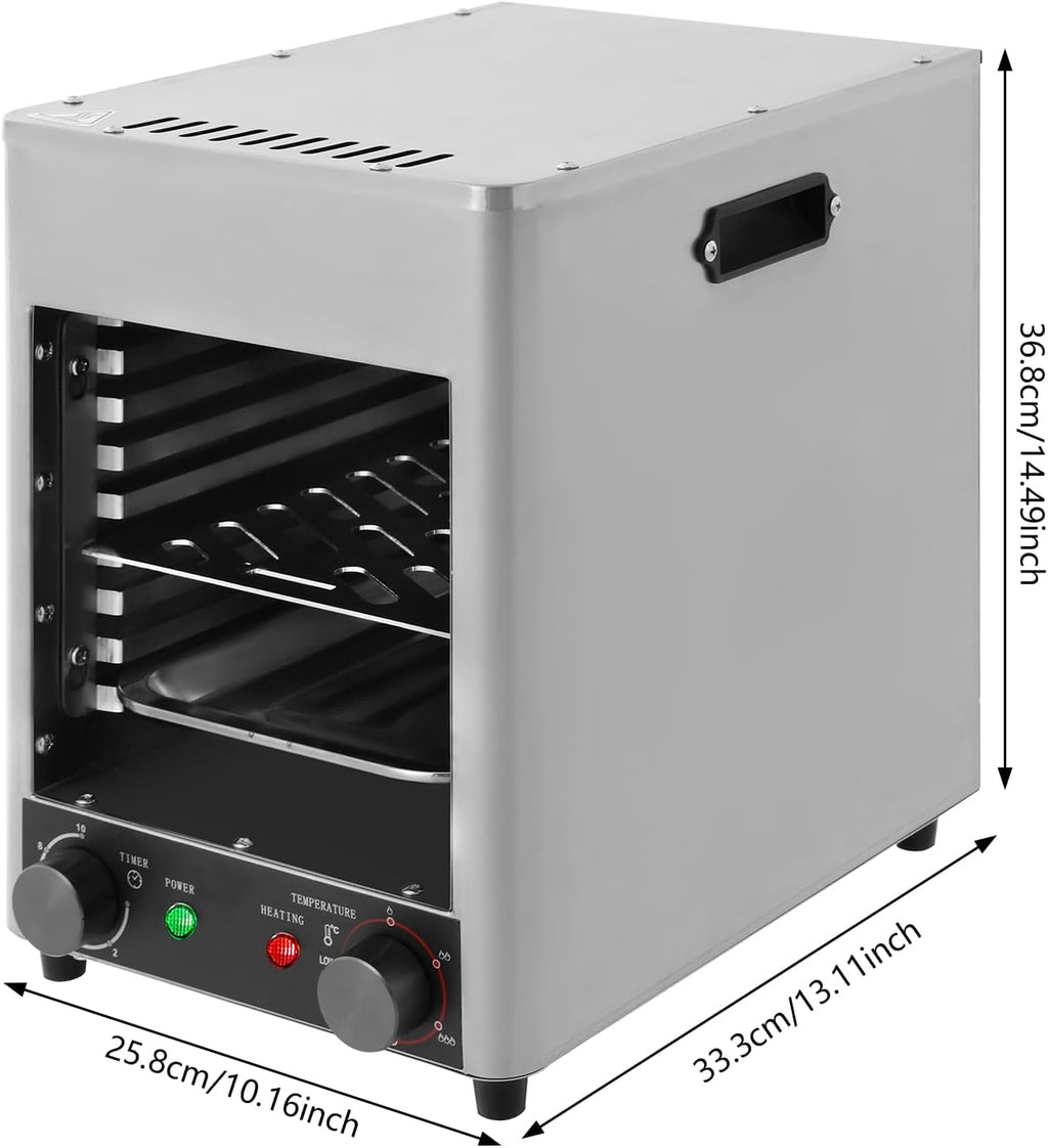 Electric Steak Broiler Steakhouse Grill 30-1500°F Portable Electric Broiler Stainless Steel Steak Cooker Tabletop Steak Grill for BBQ Burgers Fish Meat Seafood Veggies,1700W (Silver)