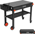 Outdoor Portable Grill Table Stand - Folding Prep Stand for 17' or 22' Blackstone Griddle, Large Space Blackstone Table with Wheels, Pizza Oven Cart for Ninja, Patio Grilling Backyard BBQ Grill Cart.