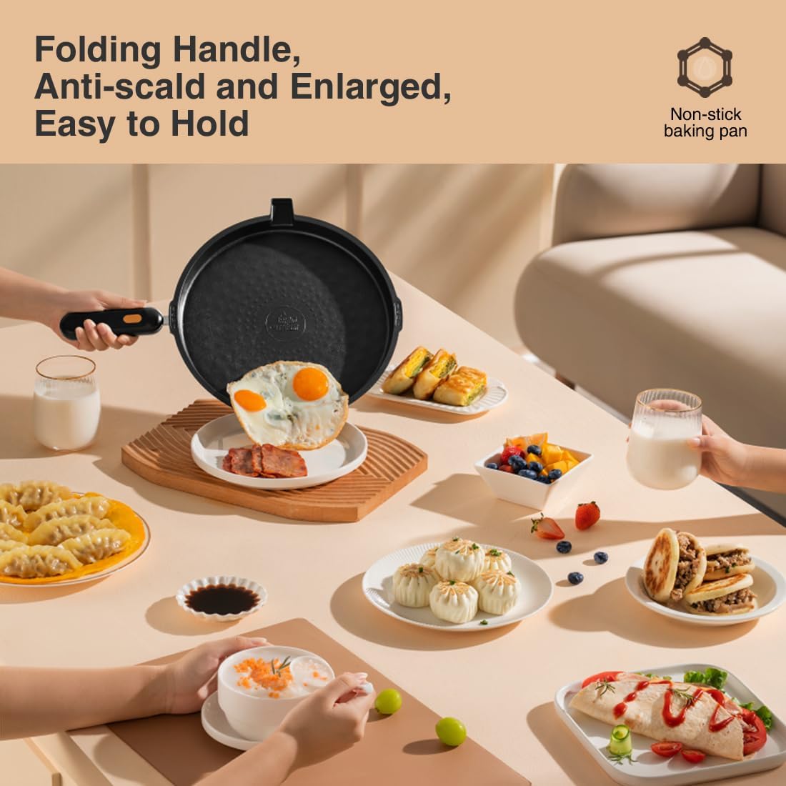 LIVEN Electric Baking Pan LR-D3027S, Removable Electric Griddle for BBQ, Bakery, Steak, Egg Pancake, 1500W