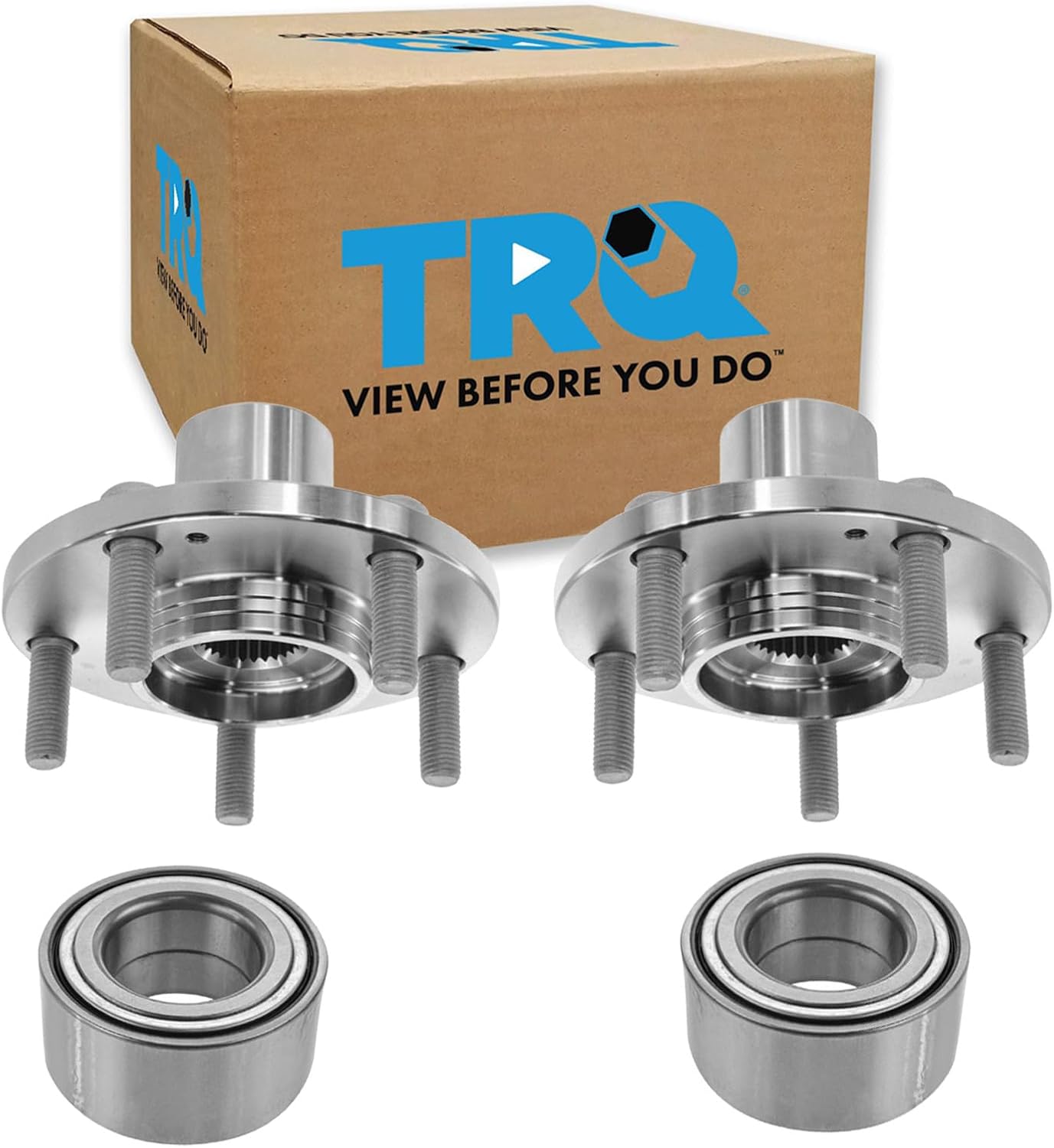TRQ 2 Piece Front Wheel Bearing & Hub Assembly Set Compatible with 2001-2006 Hyundai Santa Fe 2005-2009 Tucson 2005-2010 Kia Sportage