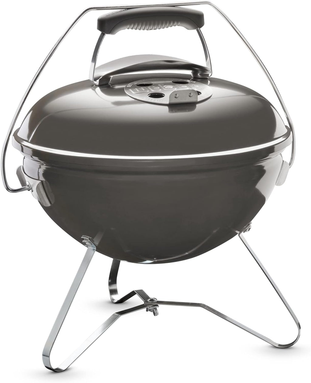 Weber Smokey Joe Premium Charcoal Barbecue/Portable Design, Porcelain-Enamelled Lid & Bowl, 37 cm Cooking Surface, Tuck-N-Carry Handle, Smoke Grey