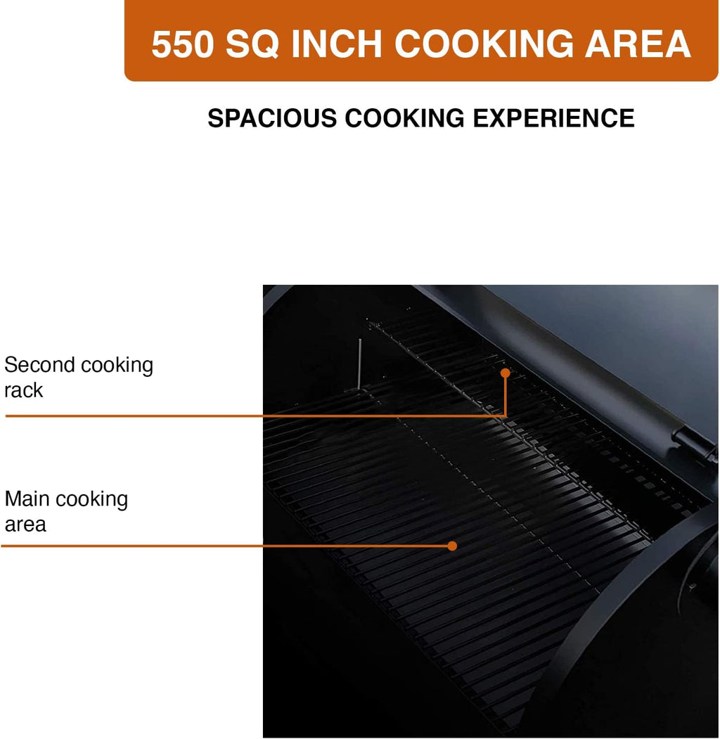 Z GRILLS ZPG-550B 2022 Upgrade Wood Pellet Grill & Smoker 8 in 1 BBQ Auto Temperature Control, Cooking Area, 550 sq in Black