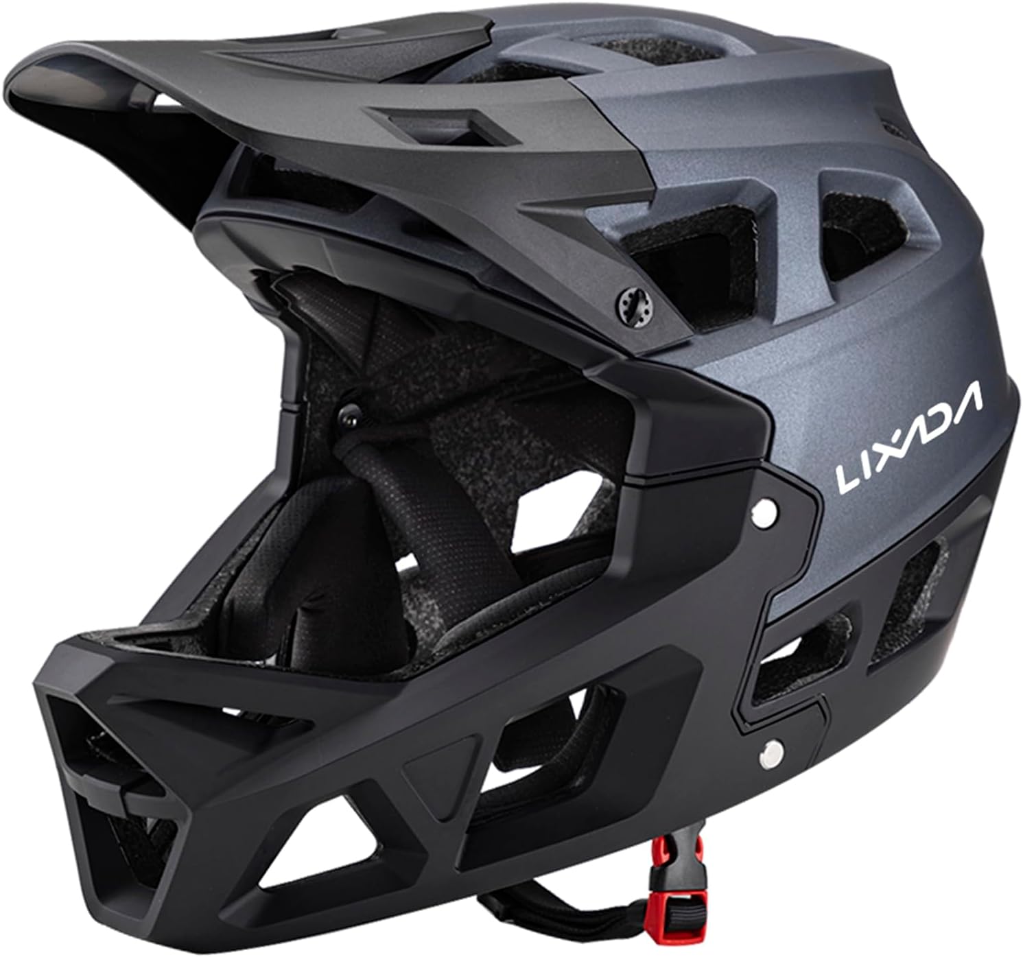 Lixada Adult Bike Helmet, Full Face Mountain Bike Helmet Lightweight Bicycle Helmet with Pads & Visor, Comfort Cycling Helmet Racing Downhill MTB Helmet for Men Women