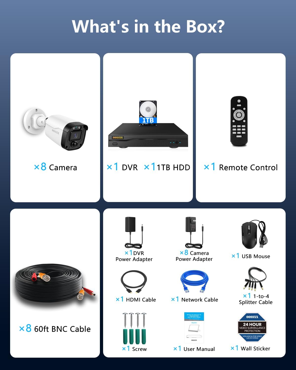 (2026 Update) 5MP Wired Security Camera System Outdoor, 8CH DVR with 1TB HDD, 8 x 122° Wide Angle Home Surveillance Cameras, IP67 Waterproof, Free App No Monthly Fee, Remote Control, 65ft Night Vision