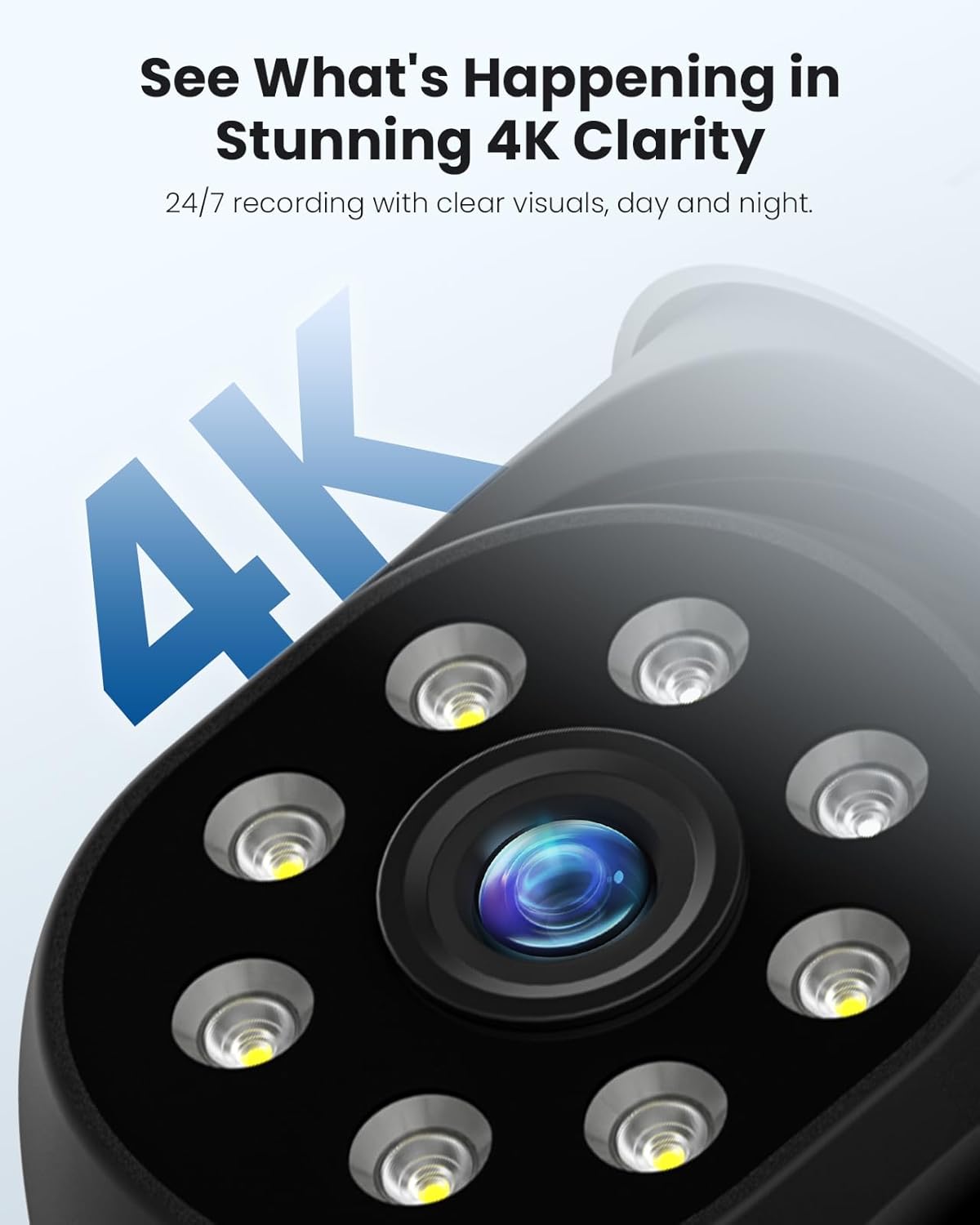 Hiseeu 4K Security Cameras Wireless Outdoor, 8MP 4-Cam Kit, 5G & 2.4G WiFi Cameras System for Home Security, Auto Tracking, Pan Tilt, Color Night Vision, Two-Way Audio, 16CH NVR, 1TB, No Subscription
