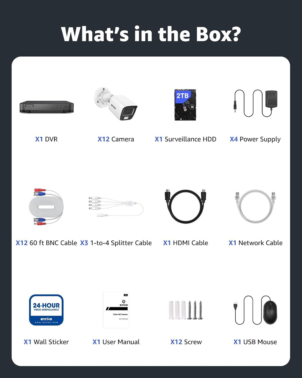 ANNKE 16CH 2MP Wired Security Camera System with Smart Dual Light, Vehicle/Person Detection, 16 Channel DVR and 12PCS 1080P IP67 Outdoor Surveillance CCTV Cameras, 2TB HDD for 24/7 Home Security