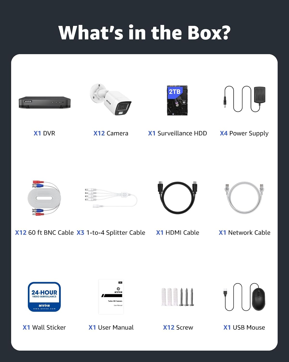 ANNKE 16CH 2MP Wired Security Camera System with Smart Dual Light, Vehicle/Person Detection, 16 Channel DVR and 12PCS 1080P IP67 Outdoor Surveillance CCTV Cameras, 2TB HDD for 24/7 Home Security