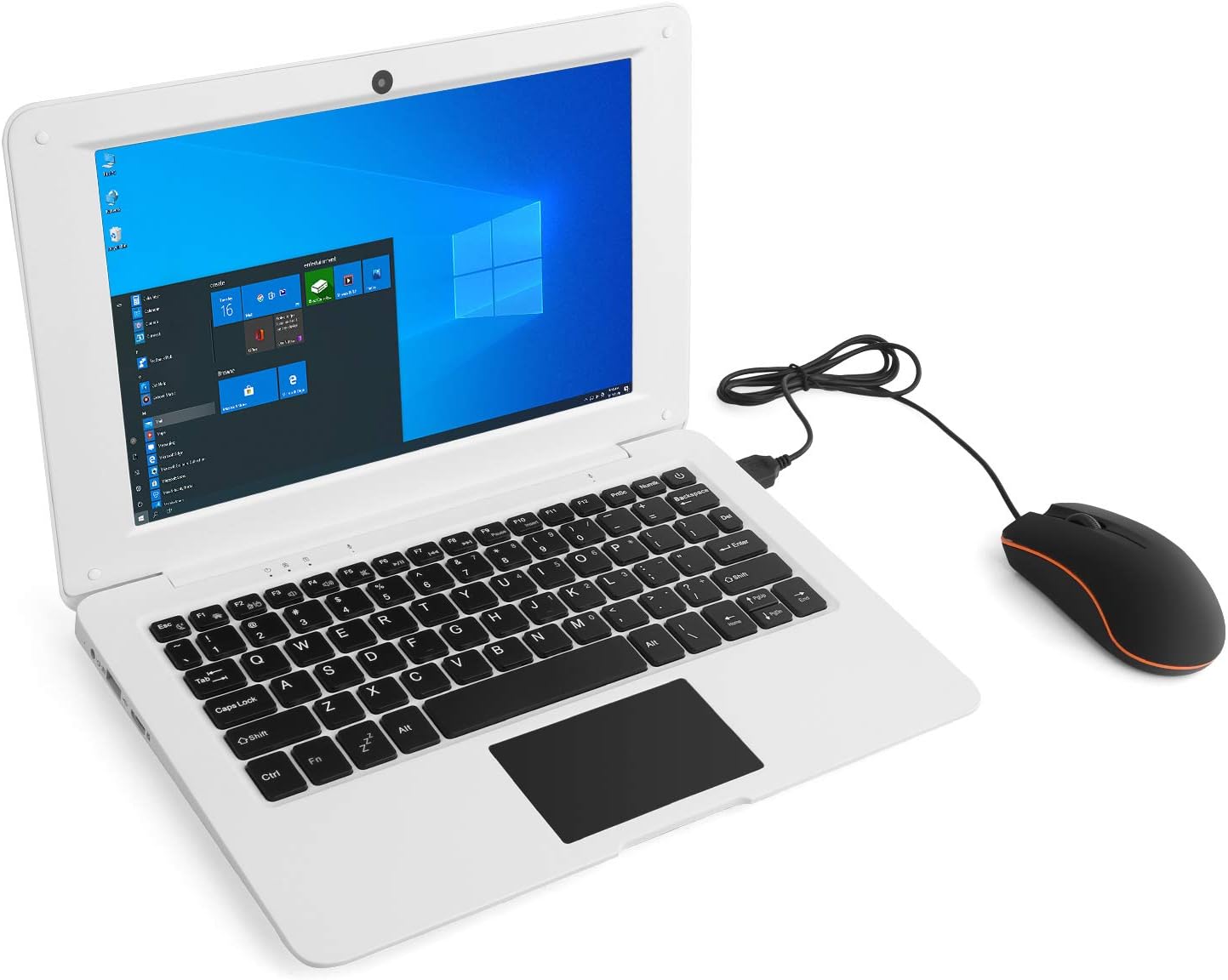 Windows 10 Computer Laptop Mini 10 Inch 32GB Ultra Thin and Light Netbook Quad Core CPU PC HDMI WiFi USB YouTube (White)