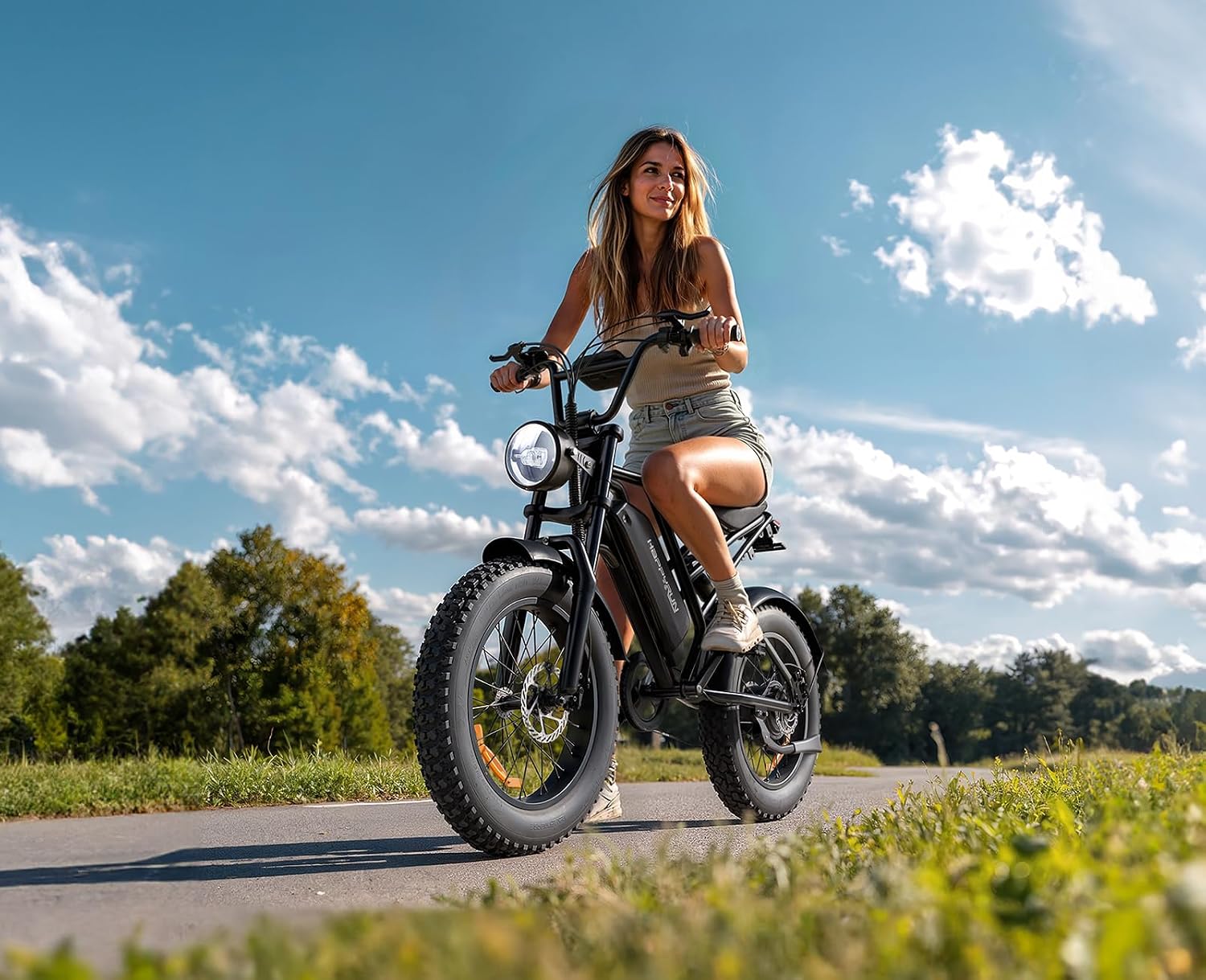 HAPPYRUN Electric Bike,1500W 48V,18Ah E Bikes for Adults Electric 60+ Mile 32MPH Top Speed Electric Motorcycle All Terrain Fat Tire Electric Dirt Bike G50