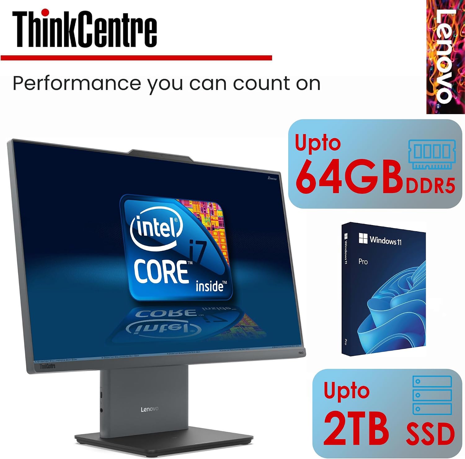 Lenovo ThinkCentre All-in-One Computer | Intel 10-core i7 Processor (4.9GHz) | 16GB DDR5 RAM, 512GB SSD | 24'' Full HD Display | Wi-Fi 6 | Bluetooth | USB-C | HDMI in&Out | KB&Mouse | Windows 11 Pro