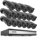 ZOSI 16CH 3K Lite Security Camera System with Audio, AI Human/Vehicle Detection, Night Vision, 16 x 1080P Metal Weatherproof Wired Cameras, 16 Channel Surveillance DVR for 24/7 Recording (NO HDD)