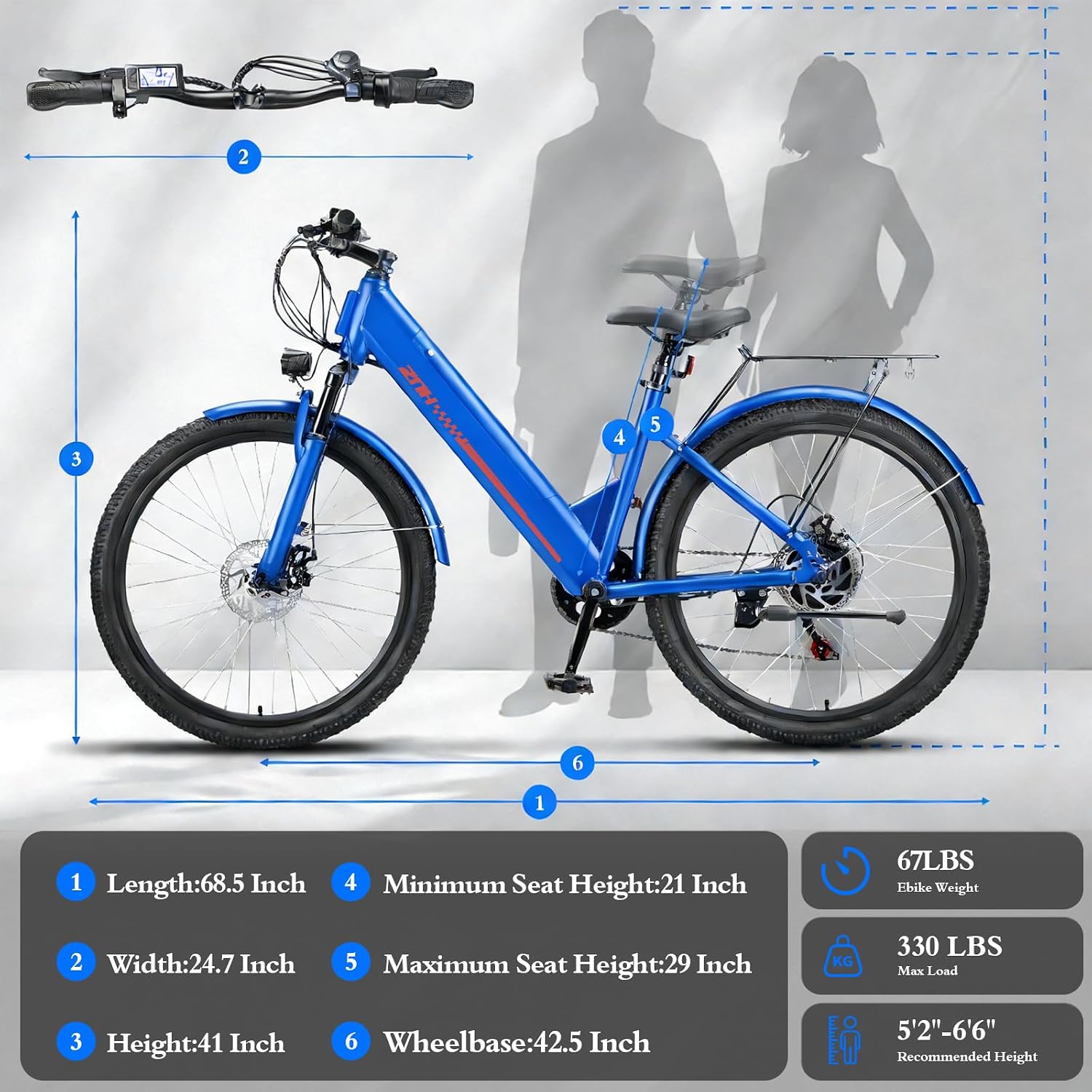 ZNH Electric Bike for Adults with 1000W Motor & 624/940.8 Wh Built-in Removable Battery, 70Miles 25 MPH Step Thru Electric Bicycle, 24'/26' Commuter E Bikes with 7-Speed, UL 2849 Certified