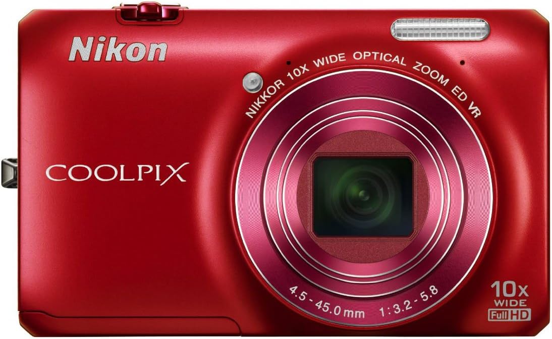 Nikon COOLPIX S6300 16 MP Digital Camera with 10x Zoom NIKKOR Glass Lens and Full HD 1080p Video (Red)
