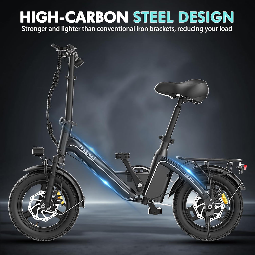 Bodywel Electric Bike for Adults, 14'/16''/20'' Ebike for Commuting, 750W/1500W Peak Motor Electric Bicycles, Foldable EBikes for Adults and Teens