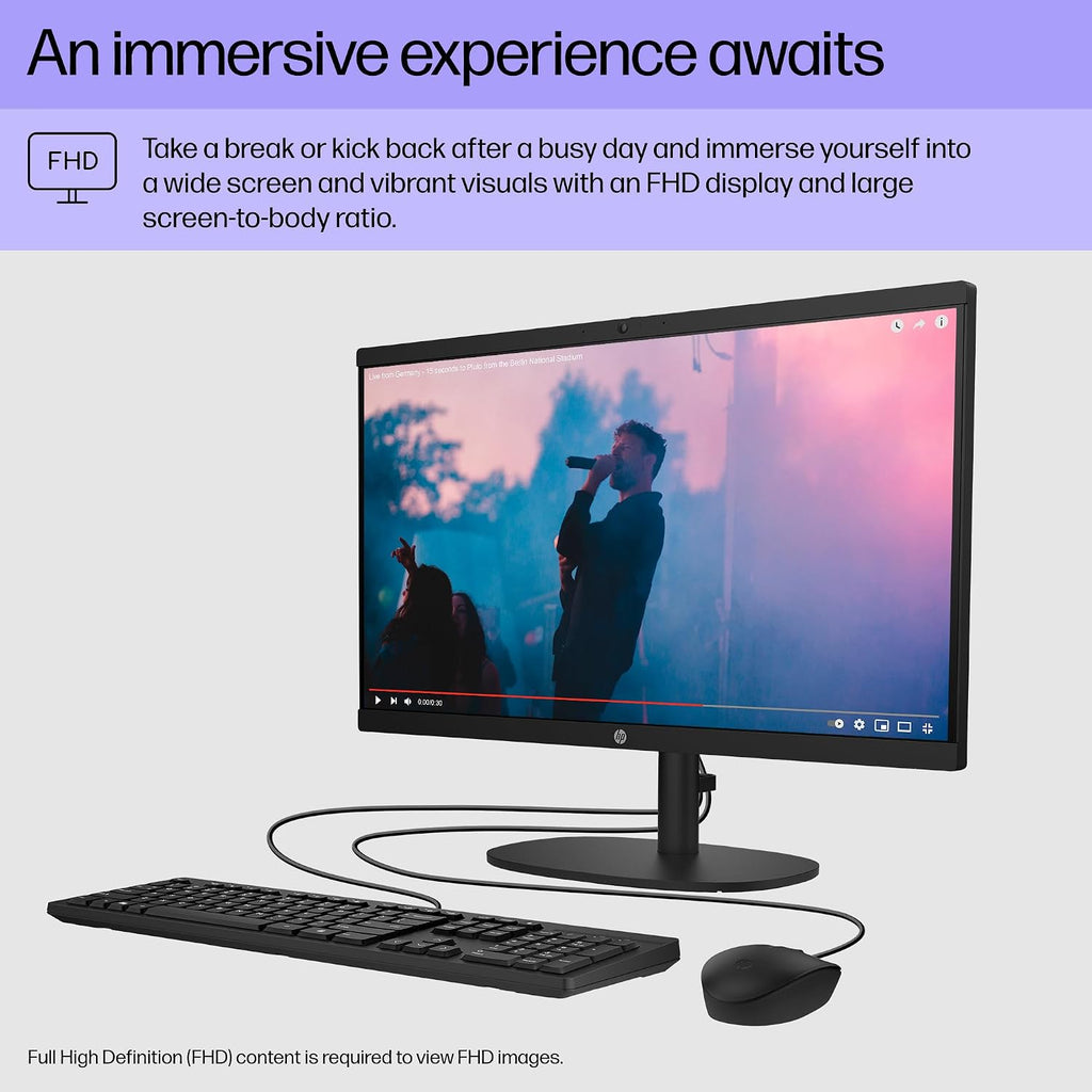 HP 22 inch All-in-One Desktop PC, FHD Display, Intel N100, 8 GB RAM, 256 GB SSD, Intel UHD Graphics, Windows 11 Home, 22-dg0020 (2024)