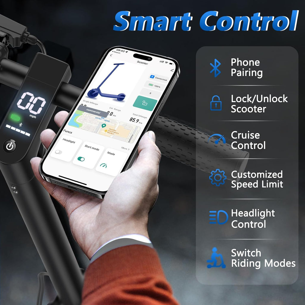 MAXSHOT Electric Scooter for Adults, 8.5/10/14' Tires, 19/22Mph, 350W/500W Motor, 21-28 Miles Range, Folding E-Scooter with Dual Suspension,APP Contro
