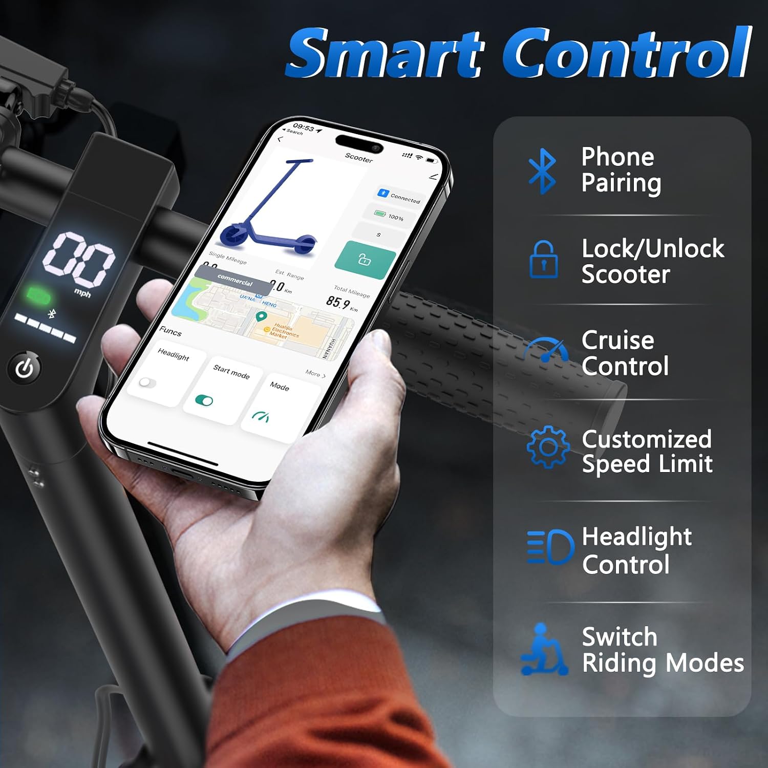 MAXSHOT Electric Scooter for Adults, 8.5/10/14' Tires, 19/22Mph, 350W/500W Motor, 21-28 Miles Range, Folding E-Scooter with Dual Suspension,APP Contro