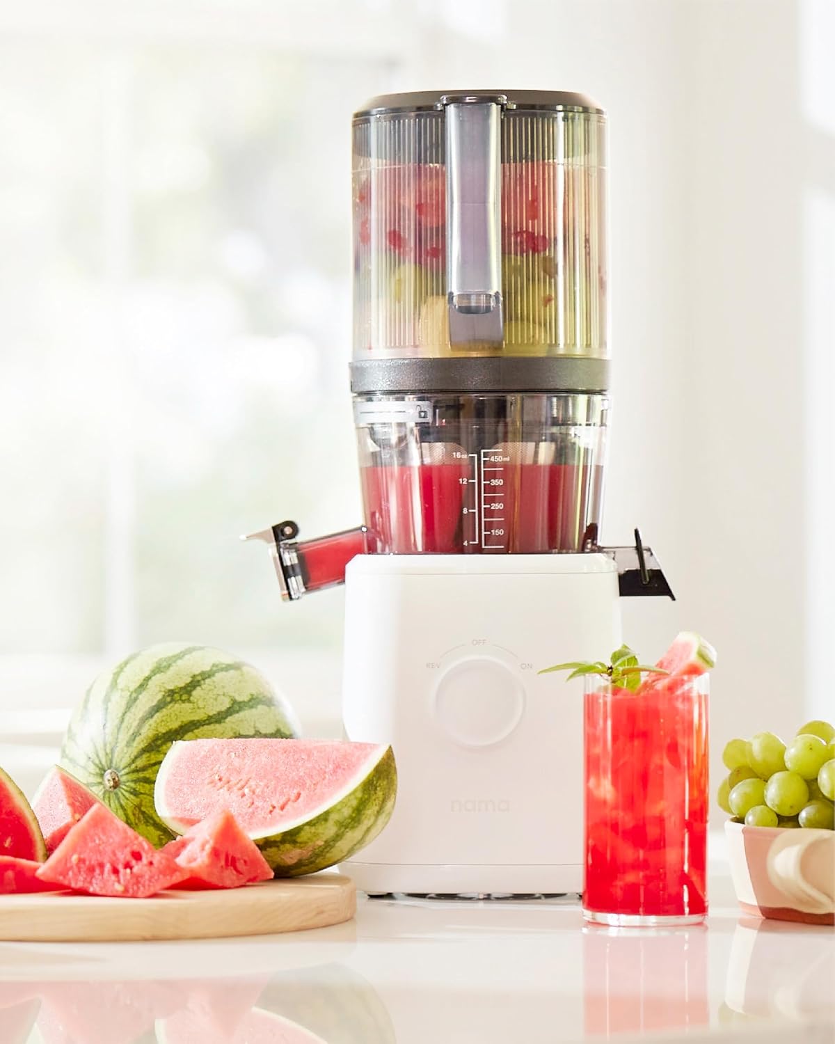 Nama J2 Cold Press Juicer – Self Feeding for Hands-Free Operation with Wide Mouth Hopper for Whole Recipe Loading, Zero Waste Masticating Juicer For More Juice, Less Pulp – Easy Cleanup & Assembly