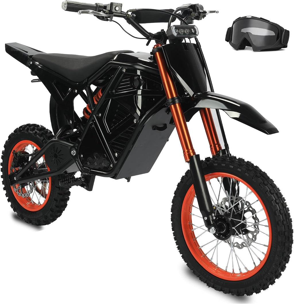 2500W Electric Dirt Bike for Teens & Adults - 37MPH Off-Road EBike, 48V 23AH Removable Battery E Bikes, 14'/12' Fat Tires Bicycle, Hydraulic Brakes Mountain Trail Motorcycle for Ages 13+