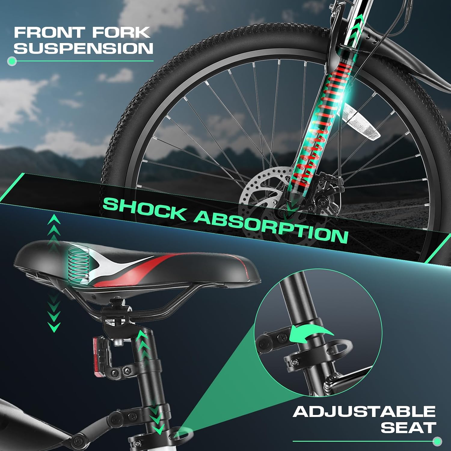 Vivi Electric Bike for Adults, Peak 750W Ebike 26' Electric Mountain Bike, 20MPH Adult Electric Bicycles Commuter Ebike with 48V Battery, Up to 50 Miles, 21 Speed, SGS Certified to UL2849