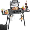 Hisencn Grill Stand for Ninja Woodfire OG701 OG901 OG850 OG951, Pizza Oven Table Stand for Onni 12, Quick-Fold Grill Cart for Blackstone, Cuisinart, 51-Inch Spacious Tabletop, with Air Vent (34''H)