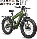 FREESKY Dual Battery Electric Bike for Adults, 48V 45AH 200 Miles Long Range E Bike, 4000W Motor 40MPH+, 26' Fat Tire Fast Mountain EBike, Full Suspension & Hydraulic Brakes, UL 2849 Certified by TÜV