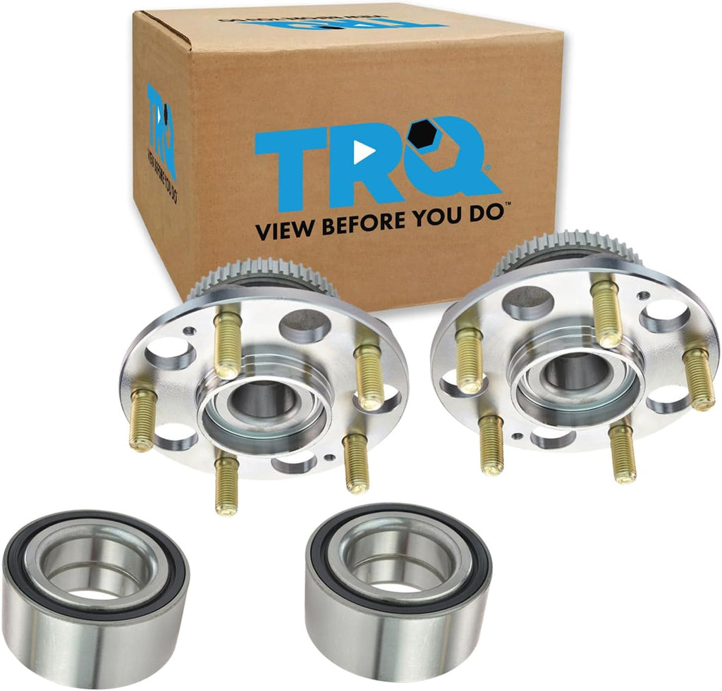 TRQ 2 Piece Front Rear Wheel Bearing & Hub Assembly Set Compatible with 2004-2008 Acura TL 2003-2007 Honda Accord